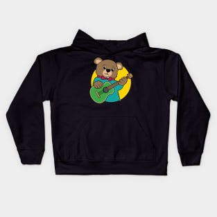 Bear Playing Guitar Kids Hoodie